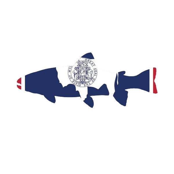 Wyoming State Shaped Trout Sticker Decal