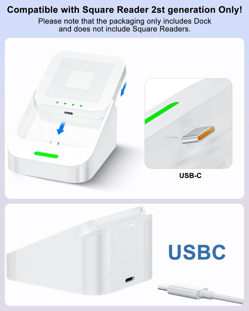 VASTHOME 2nd-Gen Square Card Reader Stand for Dock 2nd White