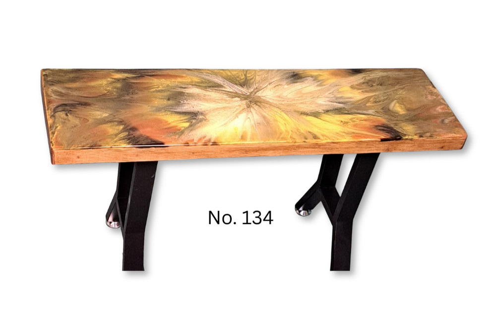 Functional Art Bench – Epoxy Top & Metal Legs (9" Series)