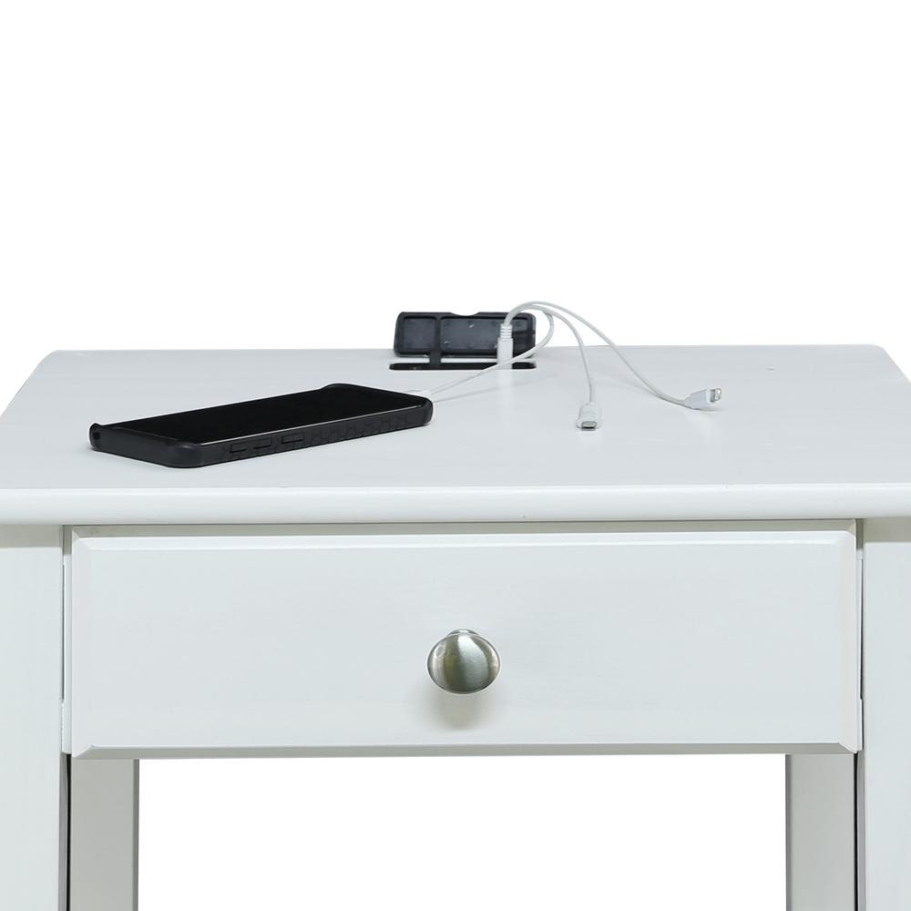 Night Owl Nightstand with USB Port-White