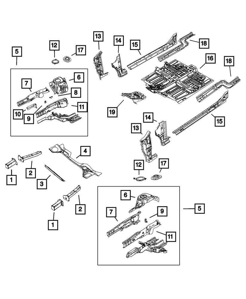 Genuine Mopar Frame Side Rail Left 68081909AG