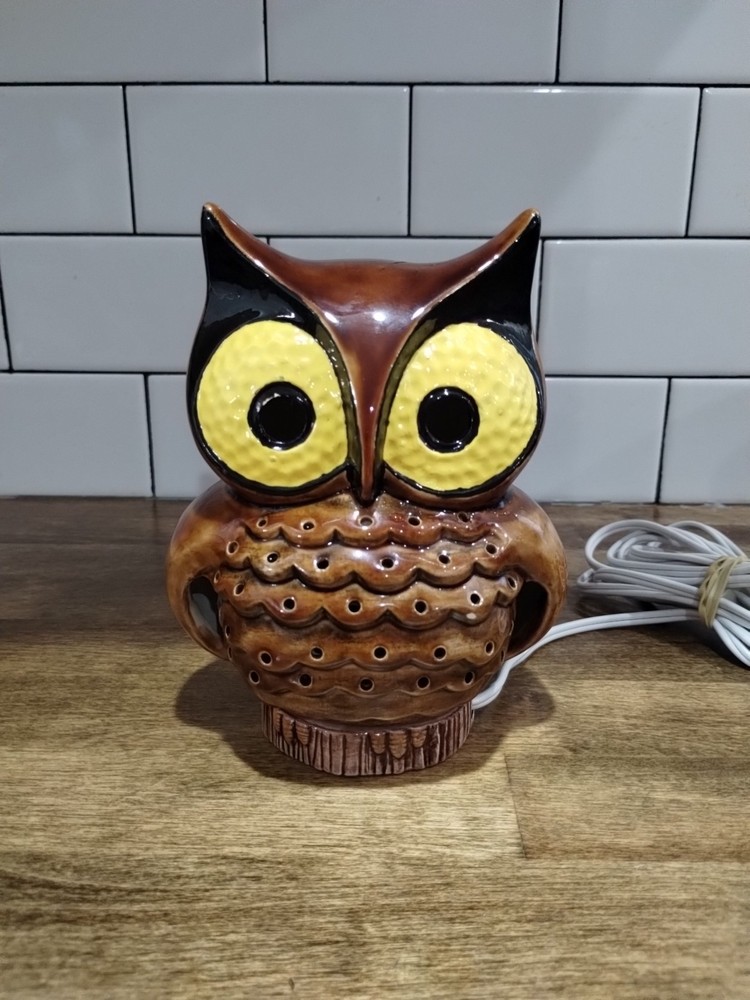 Vintage Ceramic Owl Night Light Table Lamp