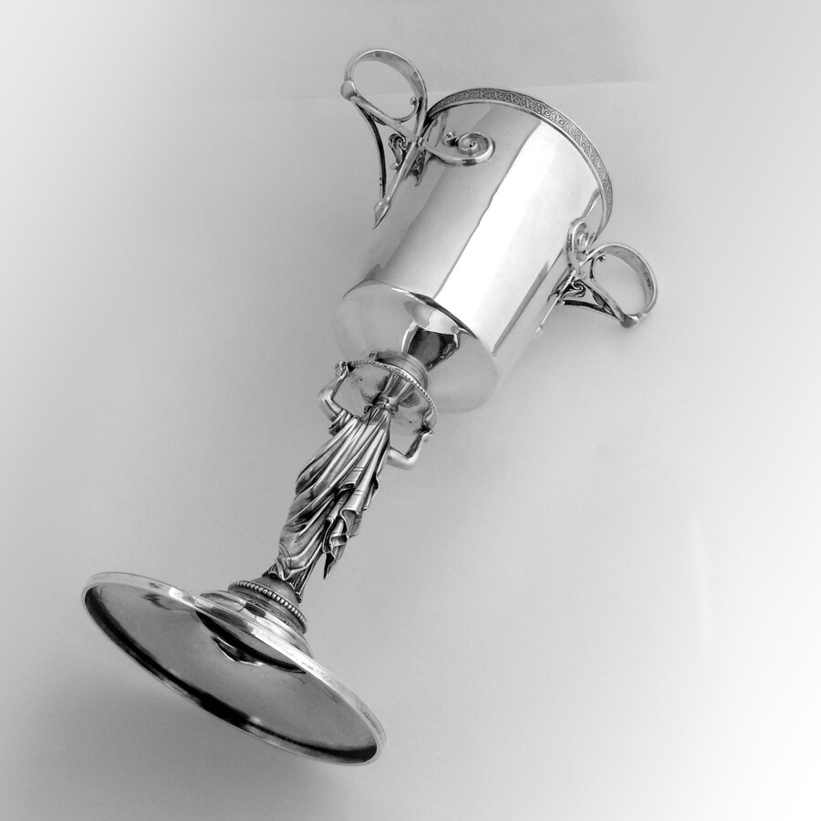 Trophy Cup Figural Lady Stem Gorham Sterling Silver 1870