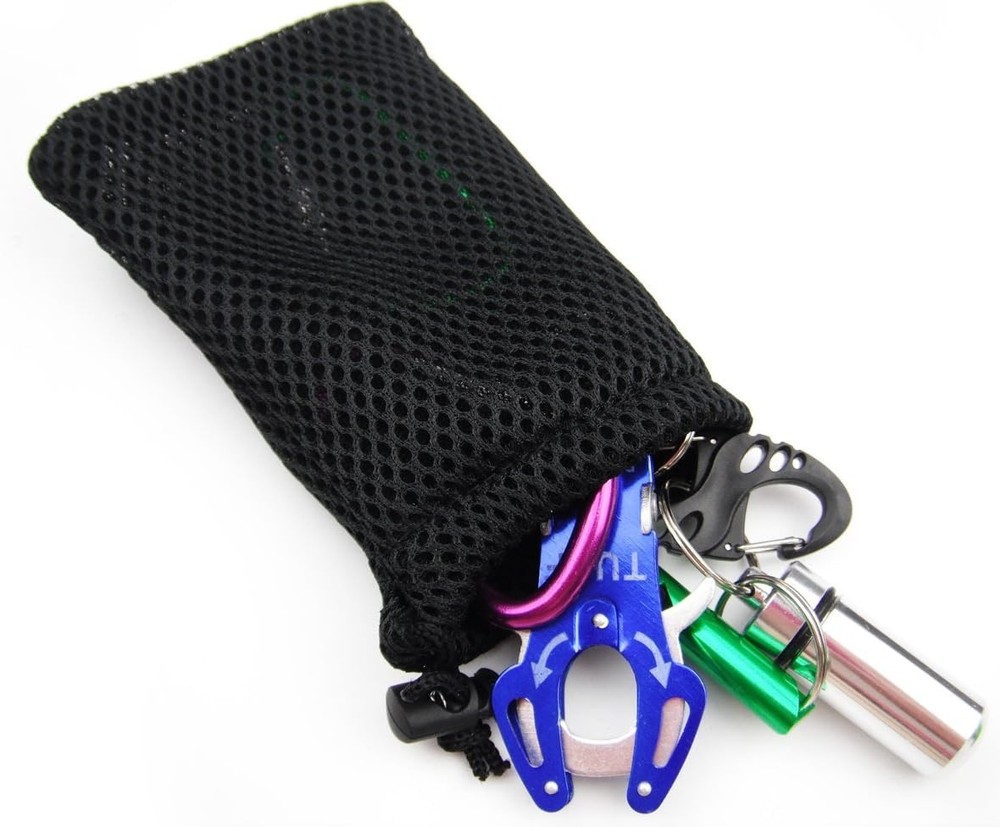 6pcs Nylon Mesh Drawstring Bag Pouches for Mini Stuff Cellphone Mixed Clor