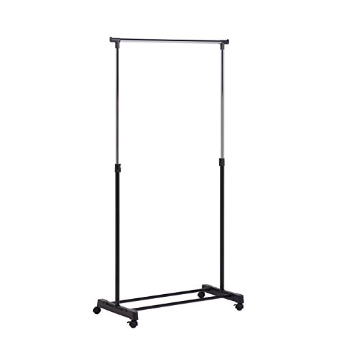 Honey-Can-Do Adjustable Height Rolling Metal Clothes Rack GAR-01122 Chrome