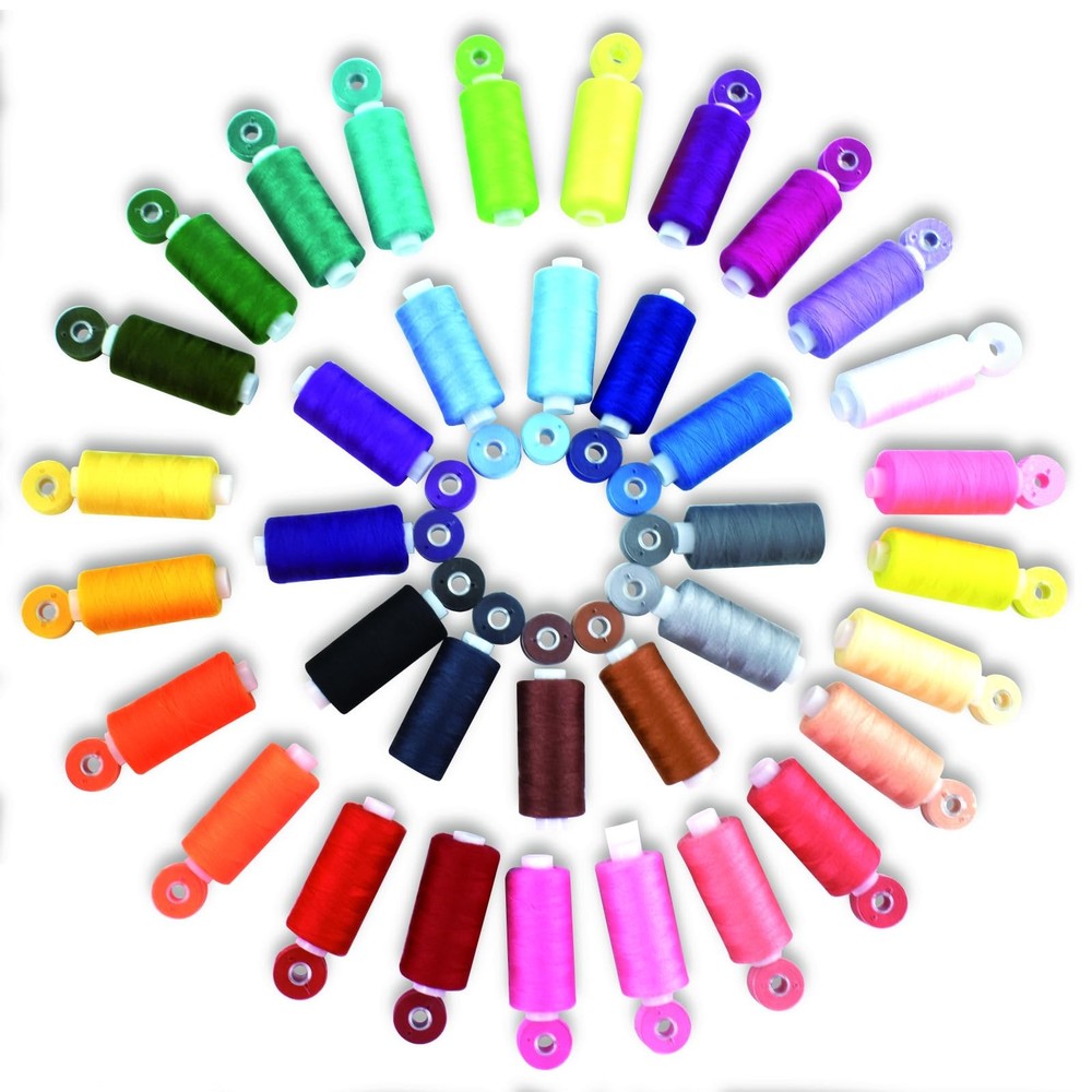 72 PCS Bobbins Sewing Threads Kit 36 Colors Spools, Polyester Prewound Case Set