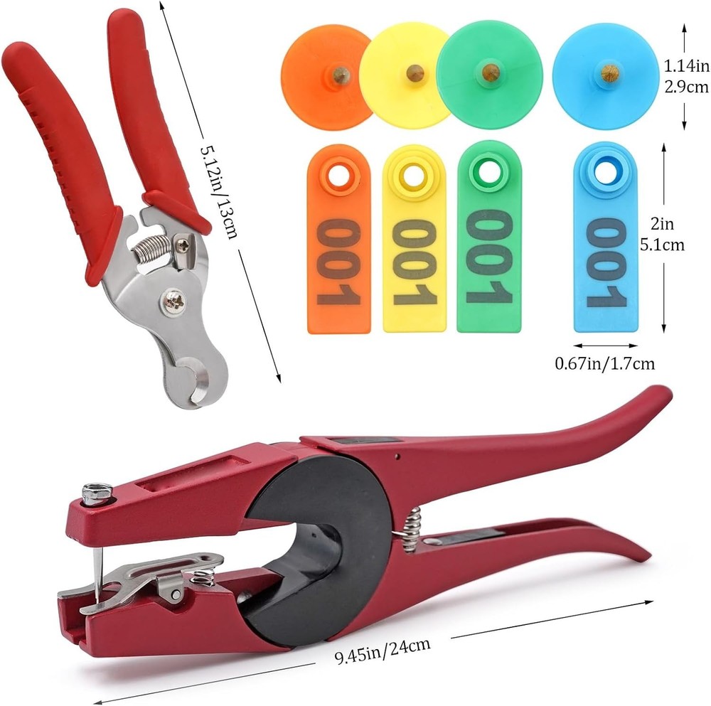 Multi-Purpose 300 PCS Numbered Ear Tags with Applicator for Livestock Management