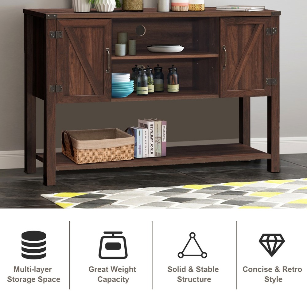 Costway Console Table Sideboard Buffet TV Stand w/ Storage Cabinets Bottom Shelf