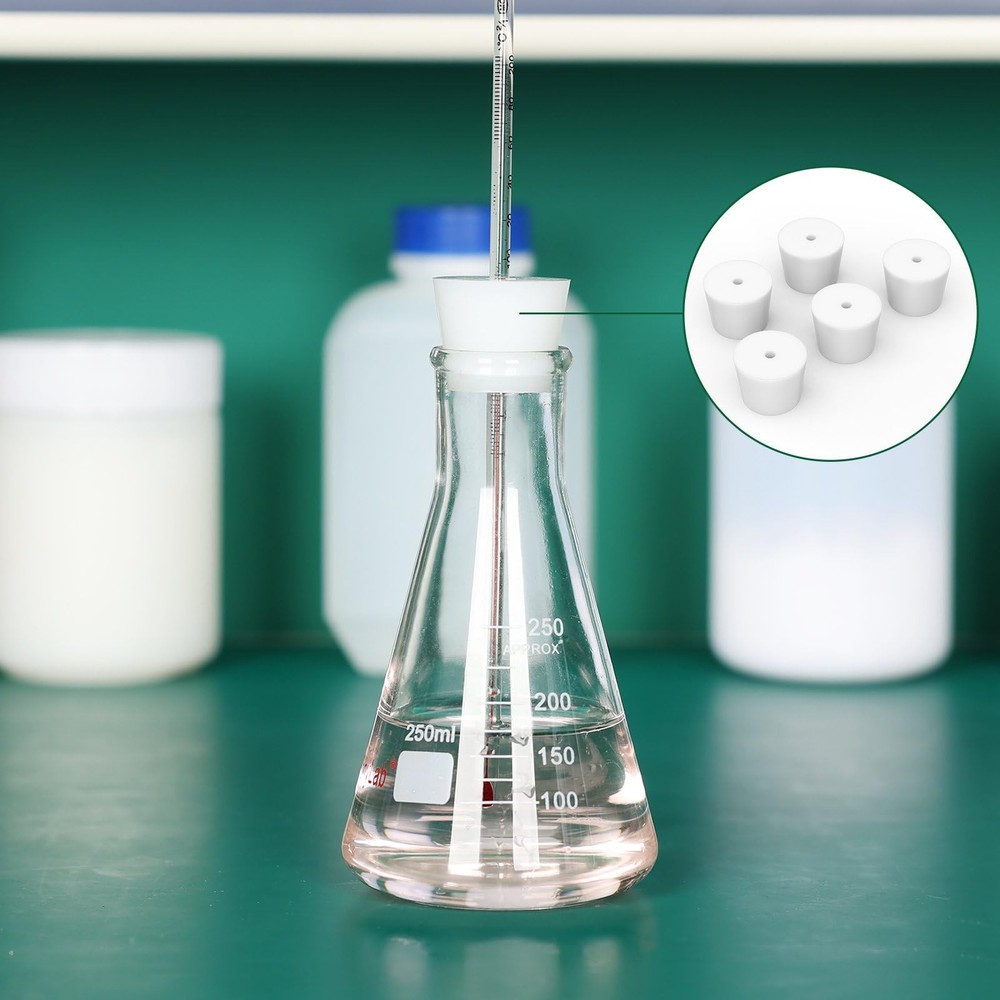 5 PCS Solid Silicone Stopper 6 Leak Prevention Single Hole Reusable Lab