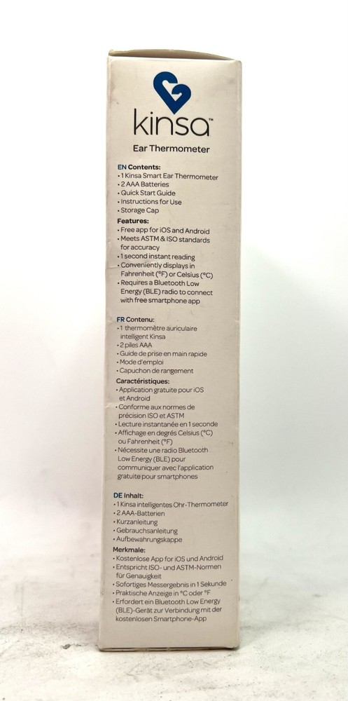 Kinsa KET-003 Bluetooth Digital Smart Ear Thermometer - Blue