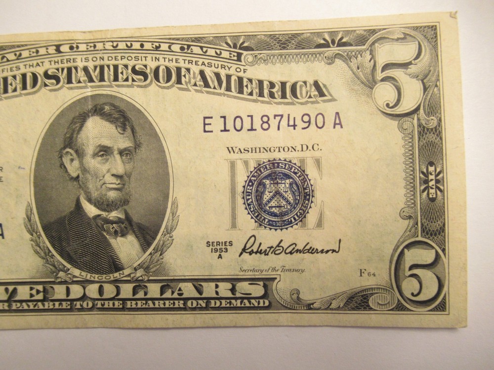 1953 A $5 US Silver Certificate #2