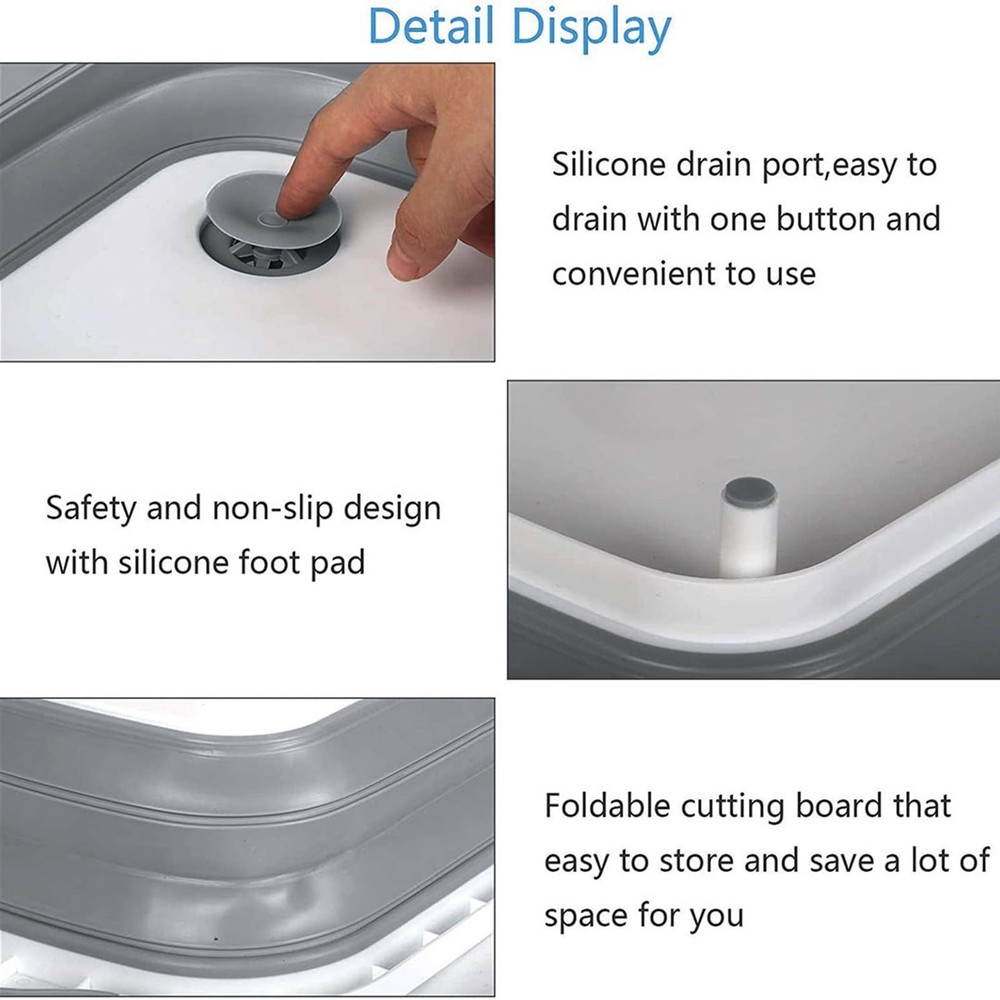 Collapsible Washing Bowl, Multi Function Bowl Drying Rack, Portable Cutting B...