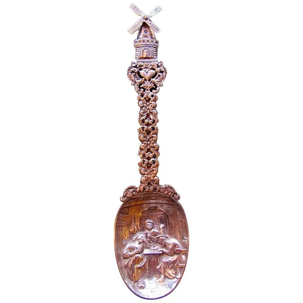 Antique Dutch Repousse .833 Silver Spoon Dated 1911