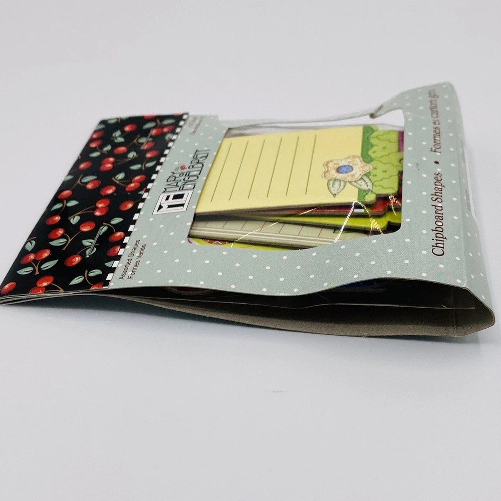 MARY ENGELBREIT Chipboard Shapes 18 Count Multicolor Notes Flower Cherry 2010