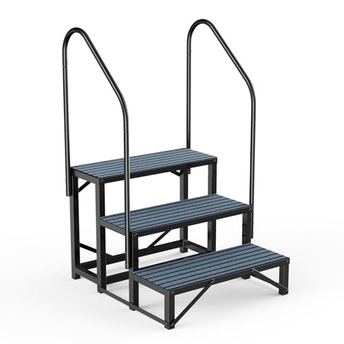 RV Steps Spa Steps with Handrail - 3 Step Hot Tub Steps 3 Steps with 2 Handrail