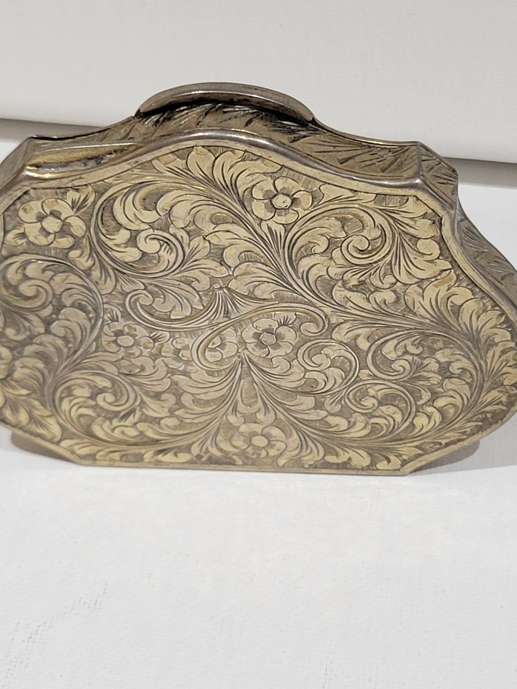 Italian 800 Silver Gilded Enamel Hand Painted Compact Circa 1900