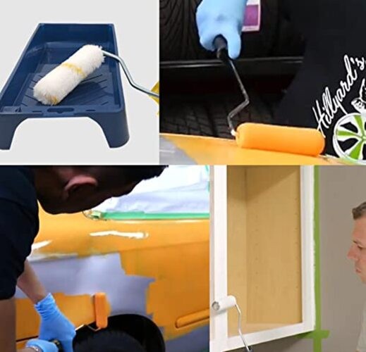 100 Pieces 4 Inch Paint Roller Covers Small Roller Nap with Roller Frame Kit