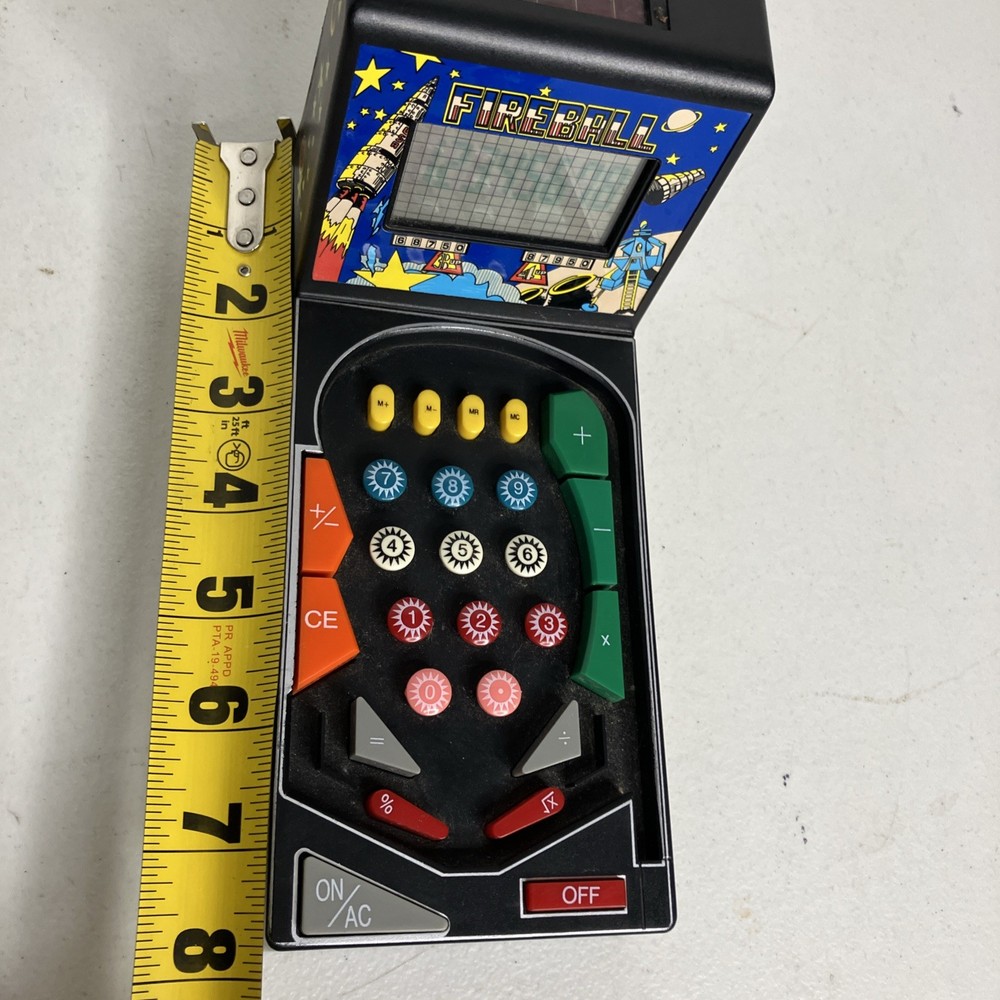 RARE HTF Fireball Mini Pinball Solar Powered Calculator 1991