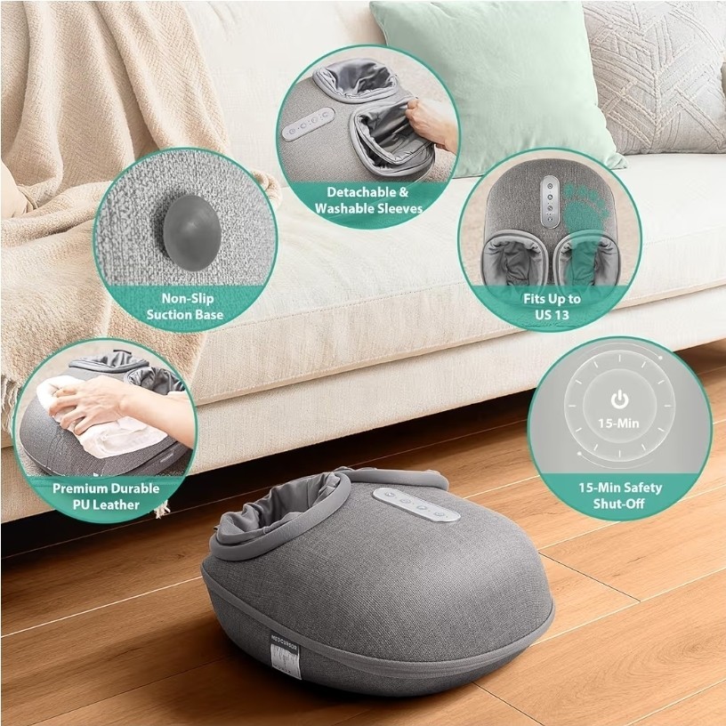 Medcursor Foot Massager Machine W/Heat Deep Kneading Rolling Air-Compression