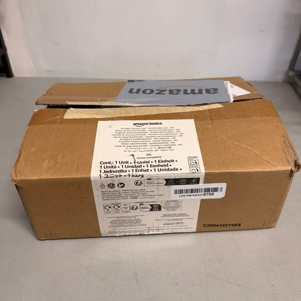 Amazon Basics Portable Lock Box Safe XXL, Black, Small Security Case with Combin