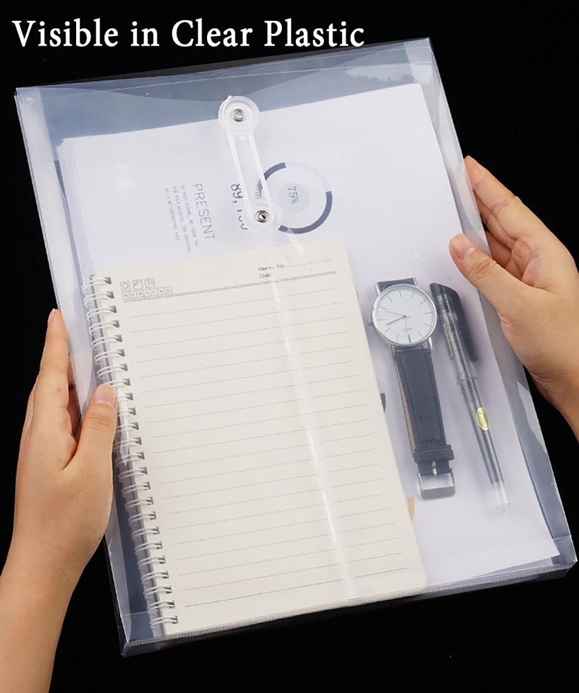 Letter Size Clear Poly Envelopes with String Closure 10 Pack, Plastic Envelop...