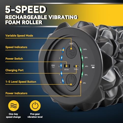 Vibrating Foam Roller, High Density Massage Roller Back Roller Foam for Black