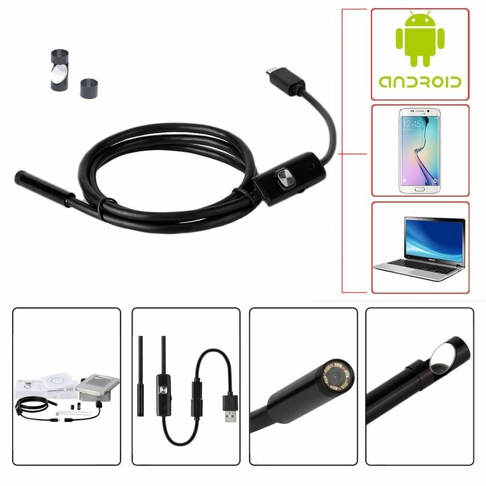 16.4FT Endoscope 7mm Borescope Snake Camera Scope Inspection USB For Android PC