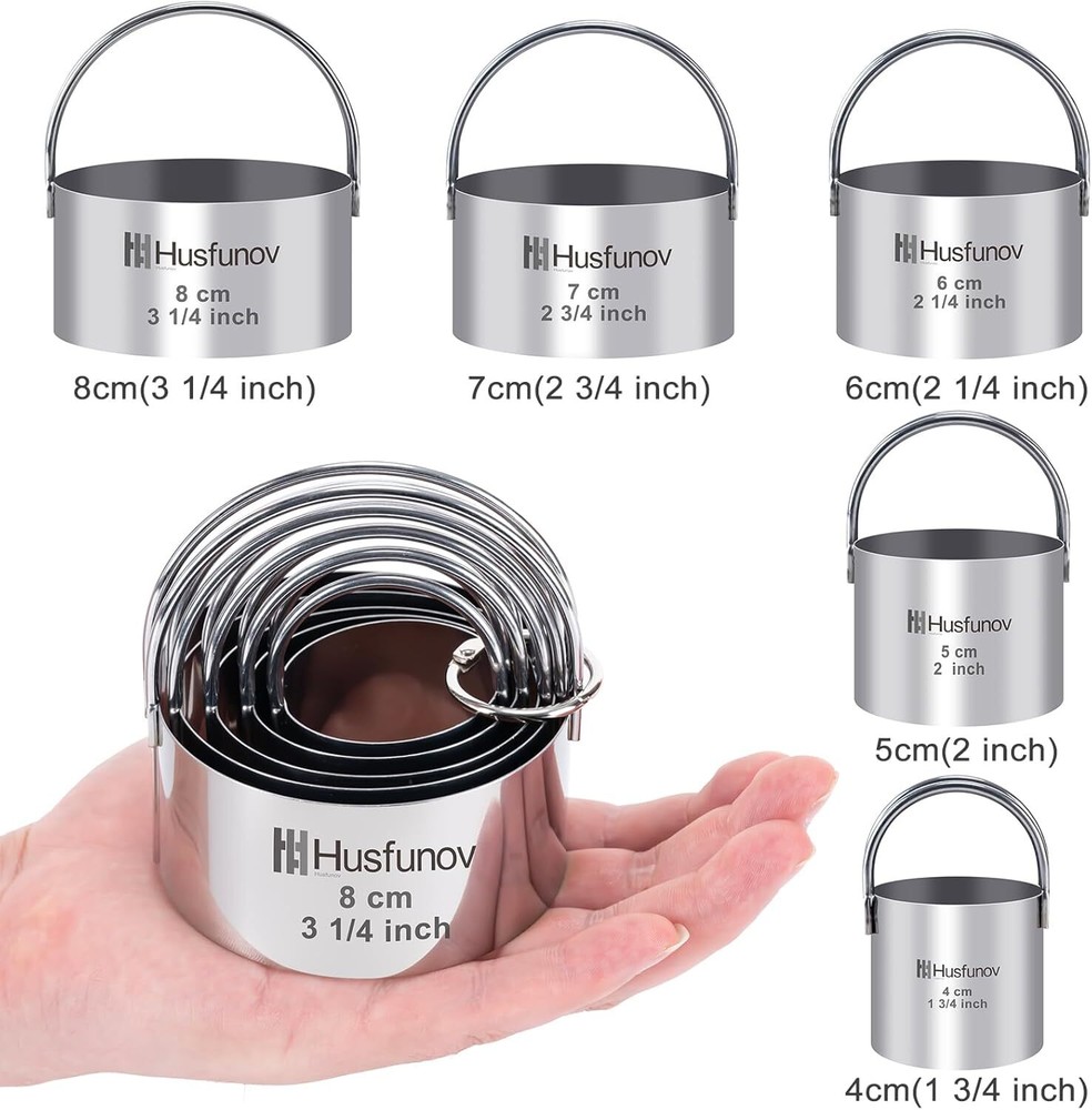 Biscuit Cutter Set Round Cookie Cutters with Handle 5 Pieces 5pcs handle