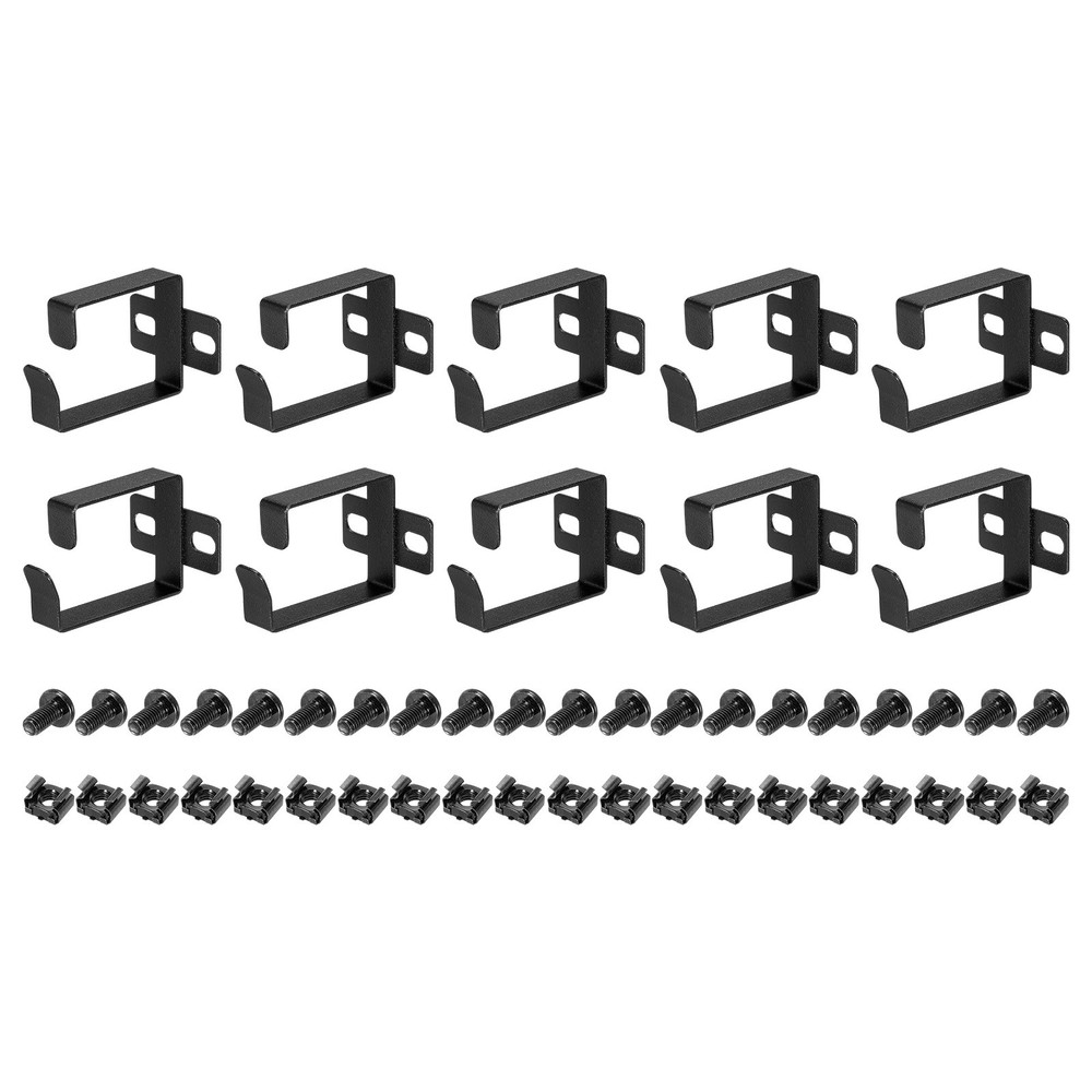 10 Set Network Server Rack Management Ring Cable Wire Cord Organizer Metal Black