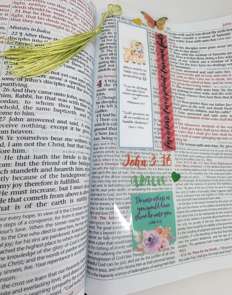 Religious Laminated Bookmark with Bible Scripture and Ellen White Quote