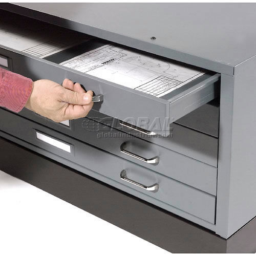 41"W Flat File Cabinet 5 Drawer Gray