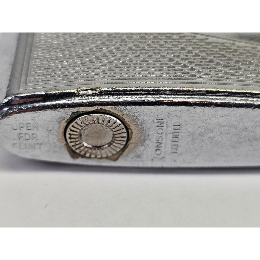 Ronson Lighter Set Adonis Varaflame Vintage Silver Chrome Fair Condition 2pc