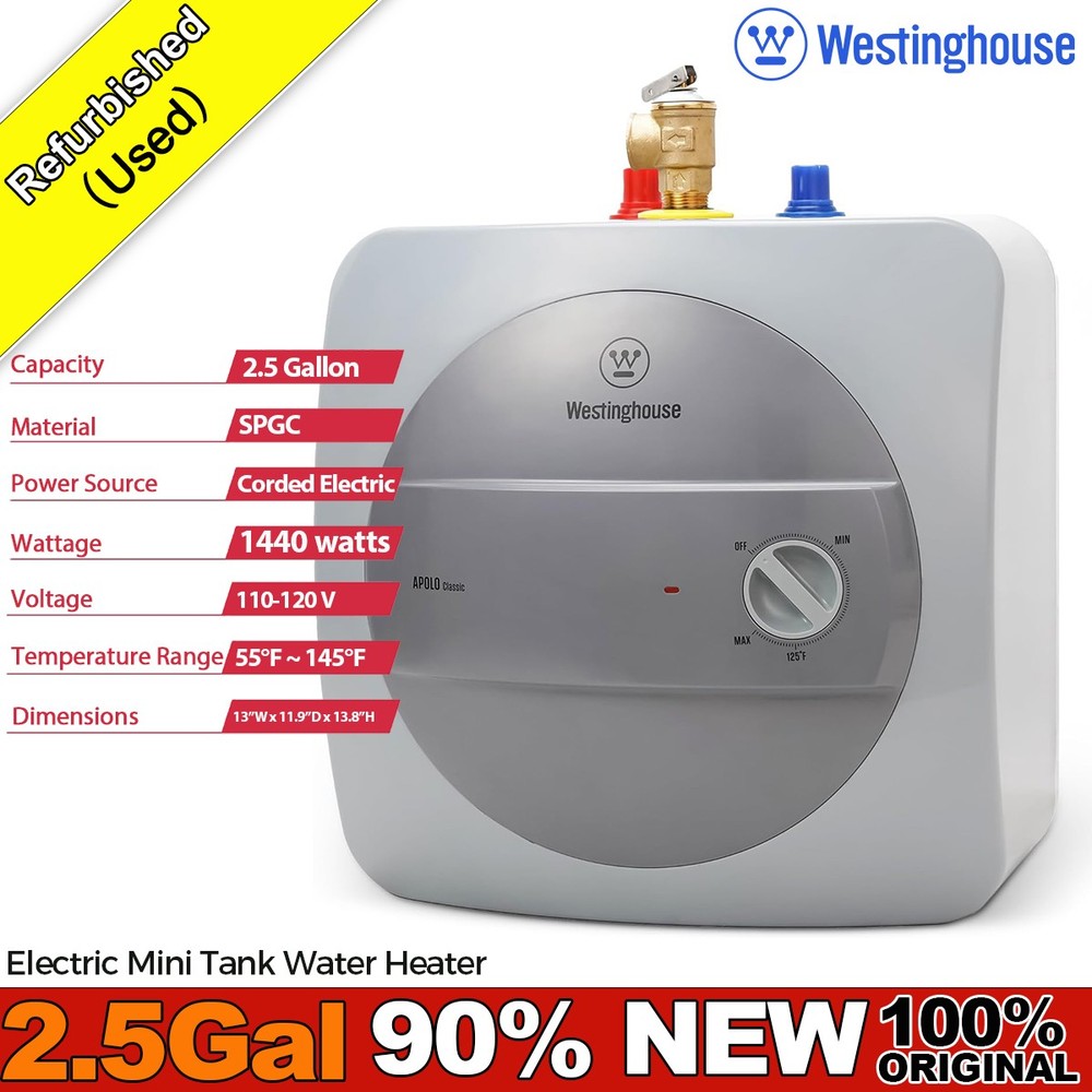 Electric Mini Tank Water Heater 2.5 Gal Instant Hot for Under Sink, RV, Camper