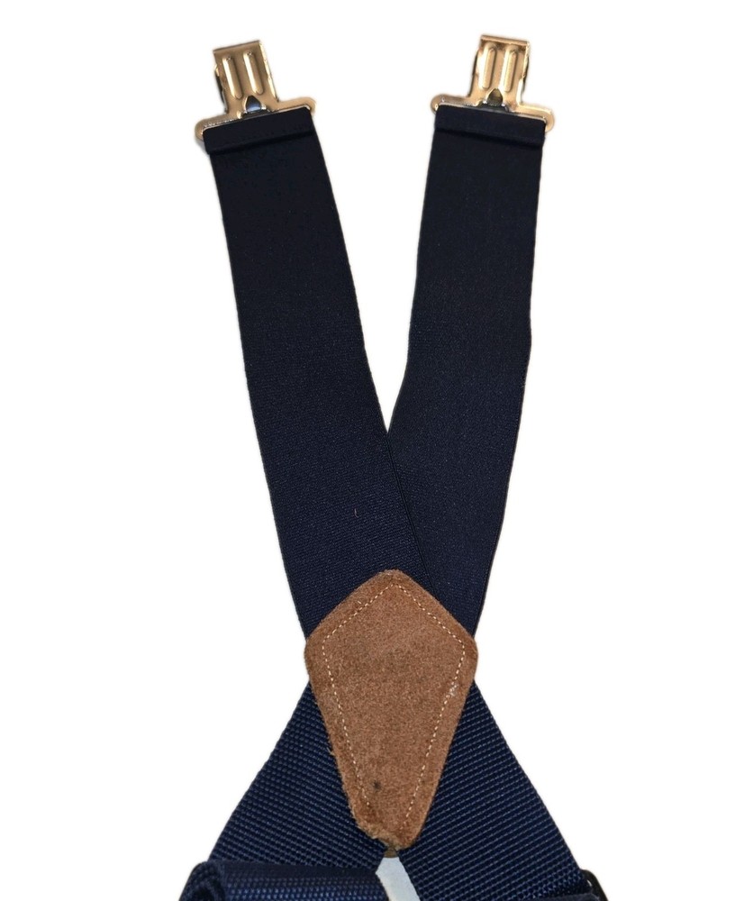 New McGuire-Nicholas Adjustable Elastic Solid Blue Suspenders • S-XL • EUC