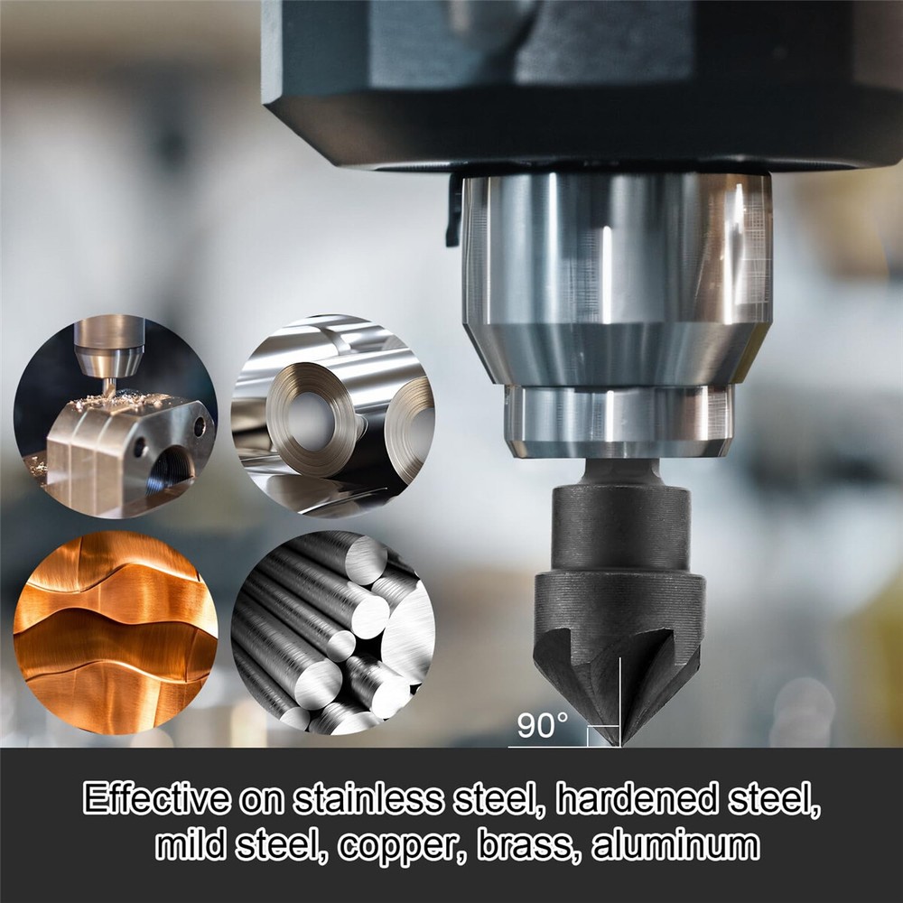 2 PC Deburring Chamfer Tool Set External Internal Rotary 5 Flute Countersink 82°