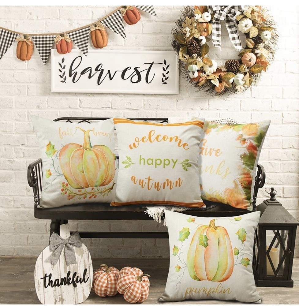 Soleebee Throw Pillow Covers Autumn Thanksgiving Decorative