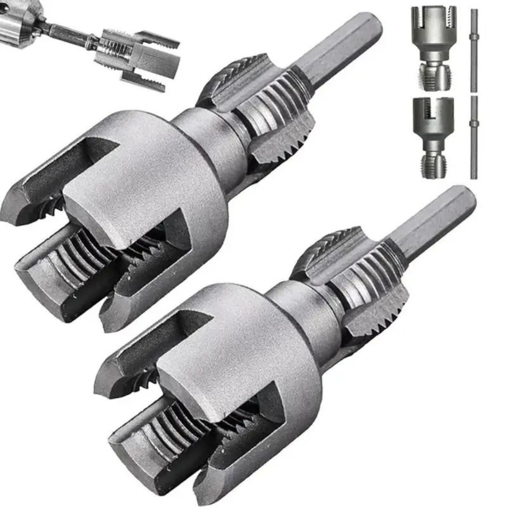 PVC Pipe Threading Tool 1/2" 3/4" Internal External Water Pipe Drill Attachment