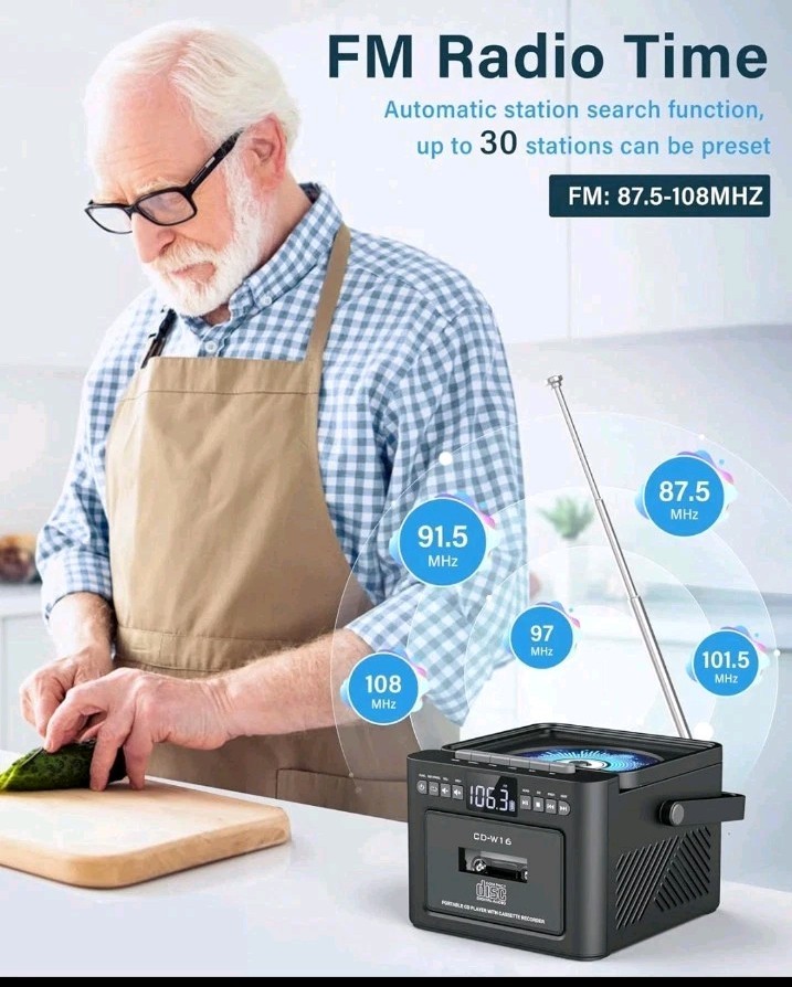 Portable Compact Disc Player & Cassette Recorder Model CD-W16 Bluetooth