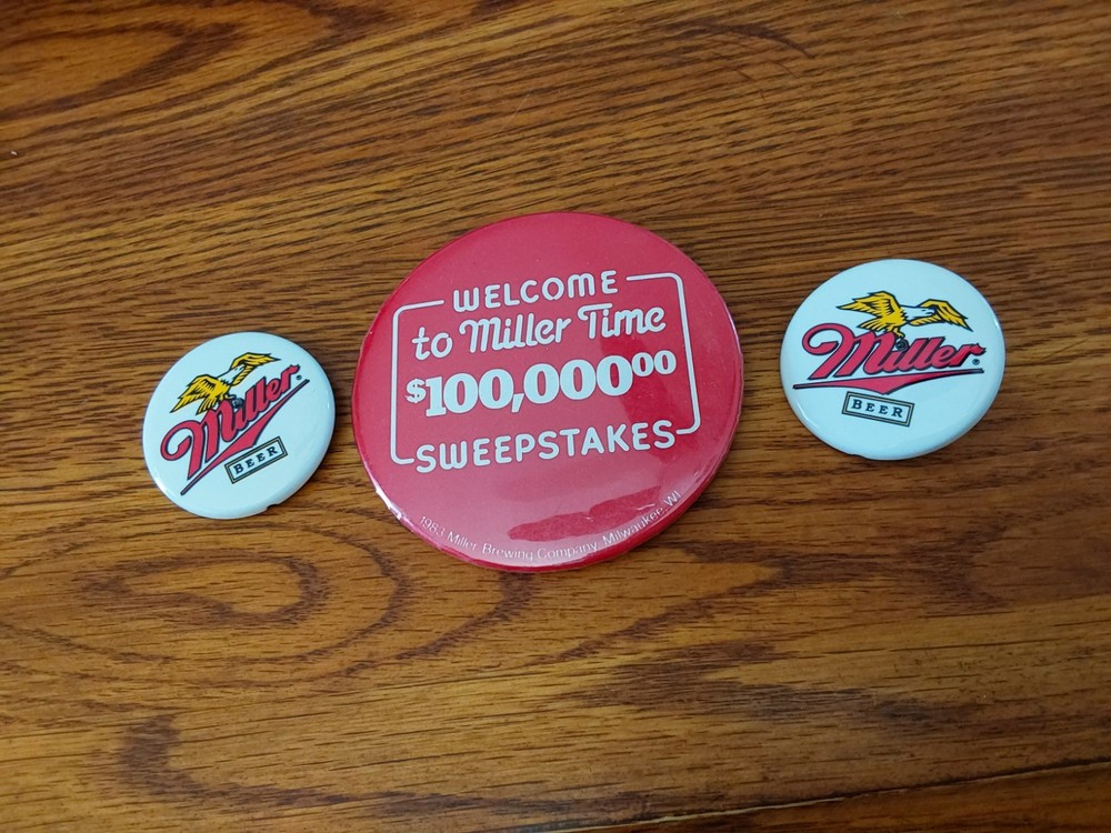 Miller Beer PINBACK Buttons ONE LIGHTS UP
