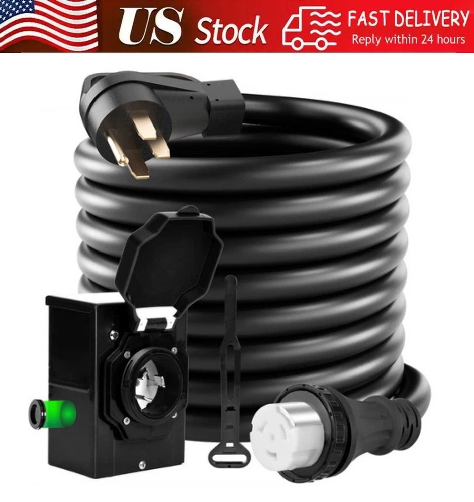 NEMA 15-25FT RV Power Generator Inlet Box L14-50P 125/250V 50Amp Stormproof US