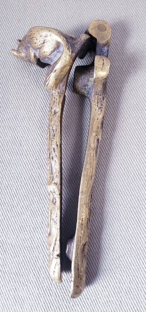 Vintage Nutcracker Solid Brass Handheld Figural Squirrel Etched Heavy