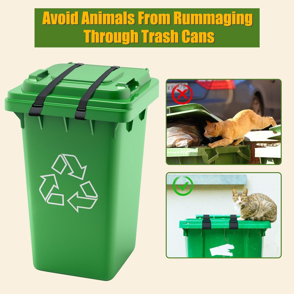 2 Packs Trash Can Locks Raccoon Bear Proof Adjustable Garbage Bin Security Strap