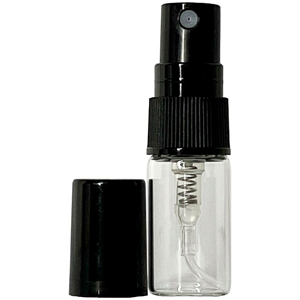 2ml 0.07oz Perfume Clear Glass Bottles Mini Black Atomizer Spray Refillable