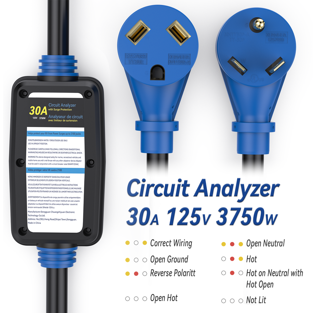 RV Surge Protector 30 Amp with Grip Handles for Camper Trailer Mobilhome Truck