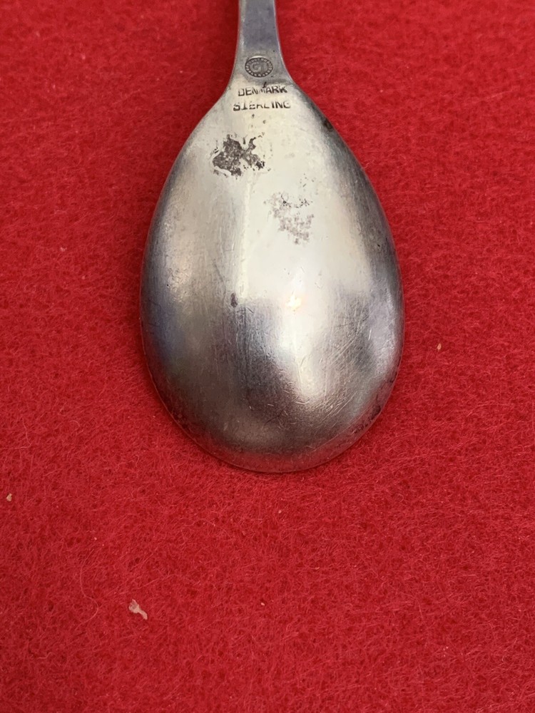 Sterling Silver Georg Jensen Denmark Rope Pattern Egg Preserve Condiment Spoon