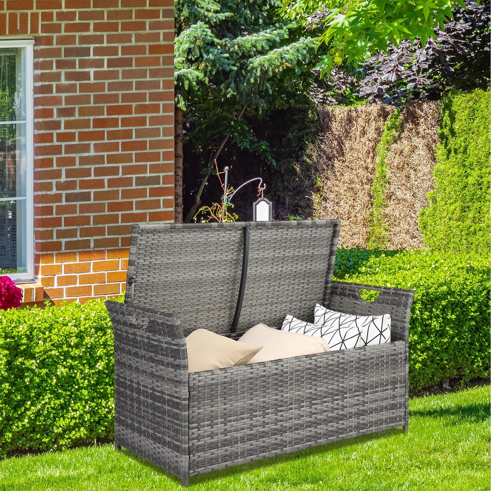 Iron Frame Can Accommodate Gray Gradient Footstool Locker Rattan Locker