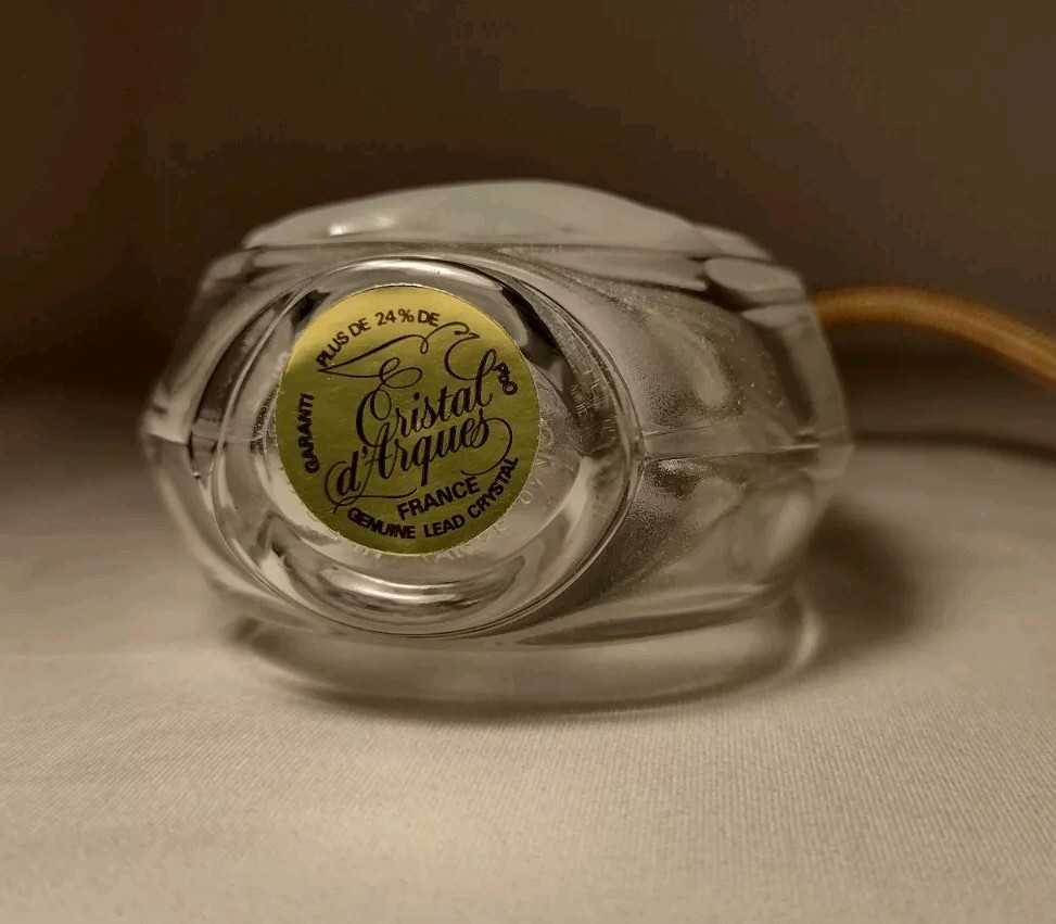 French Crystal Perfume Atomizer Etched Bottle Rose 6" Cristal D’Arques