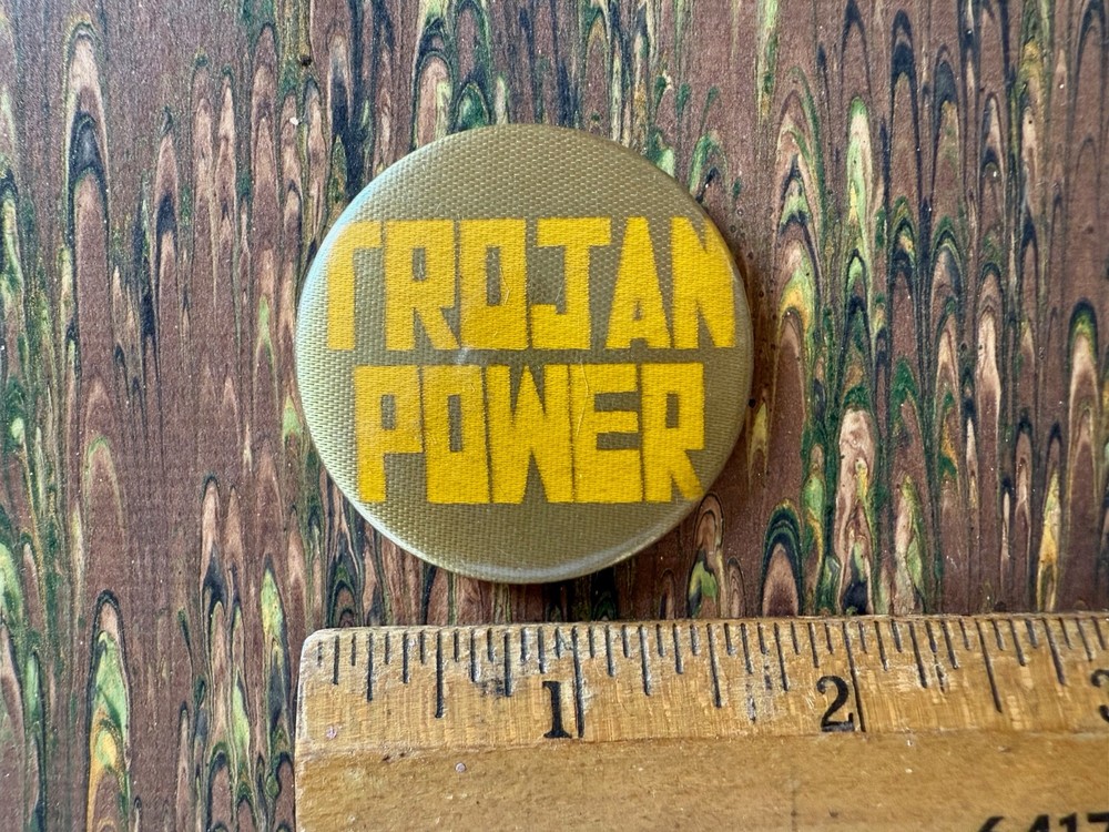 1960s TROJAN POWER HIPPIE PINBACK BUTTON 1 1/4"