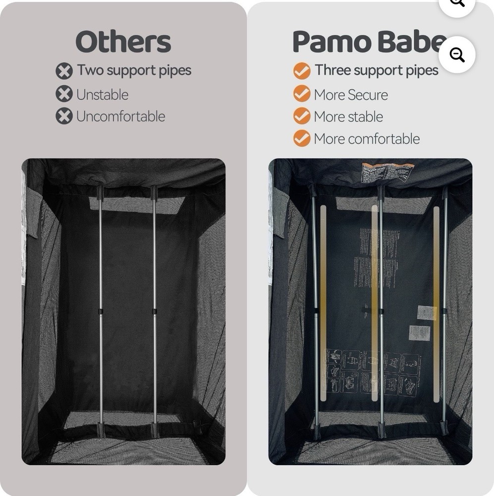 Pamo Babe Black Play Yard with Bassinet, Changing Table, Portable, Foldable