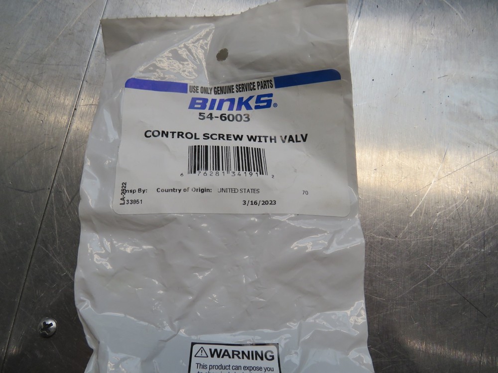 Binks 54-6003 Control Screw W/ Valve